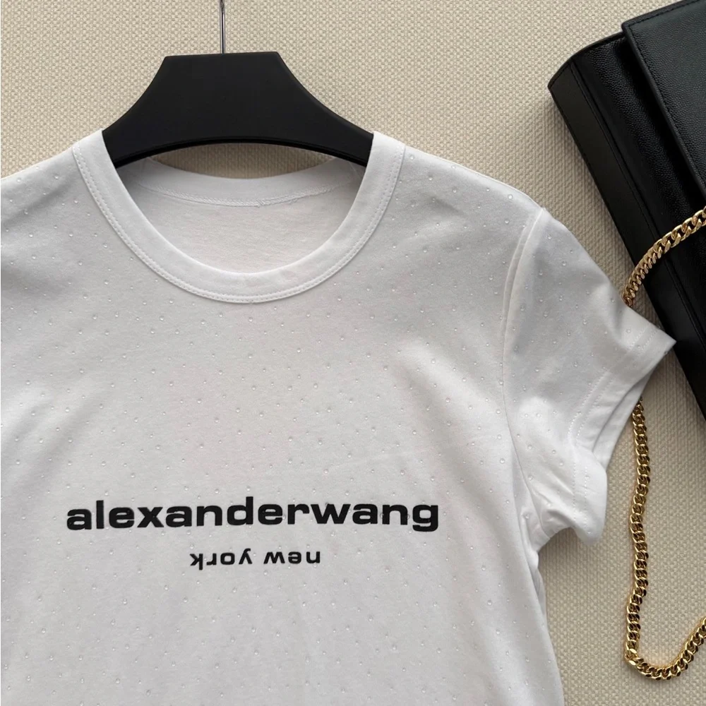 Alexander Wang White Tee with Black Logo - Picture 6 of 6